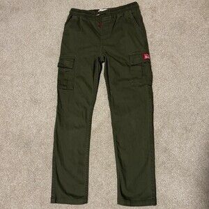 Levis Youth Boys Sz 12 Cargo Pants Drawstring Tapered Leg Twill Army Green 27x26